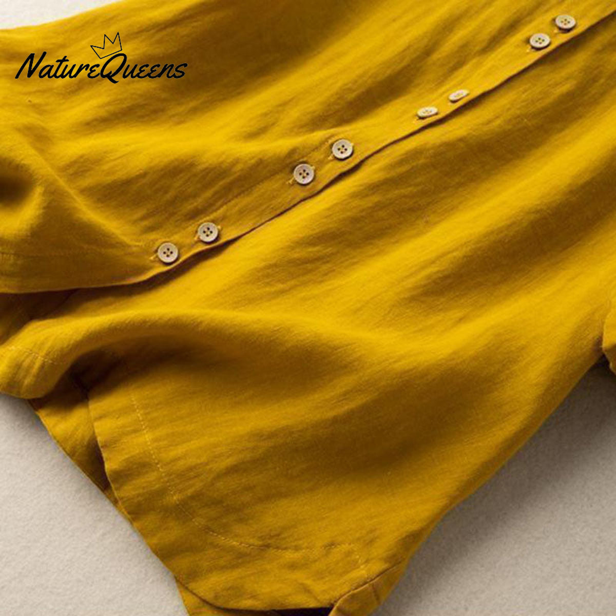 Short-sleeved button-up linen shirt