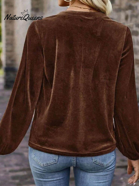 Women'S Solid Color Velvet Top