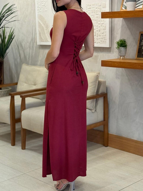 Women's Waist Tie Linen Dress