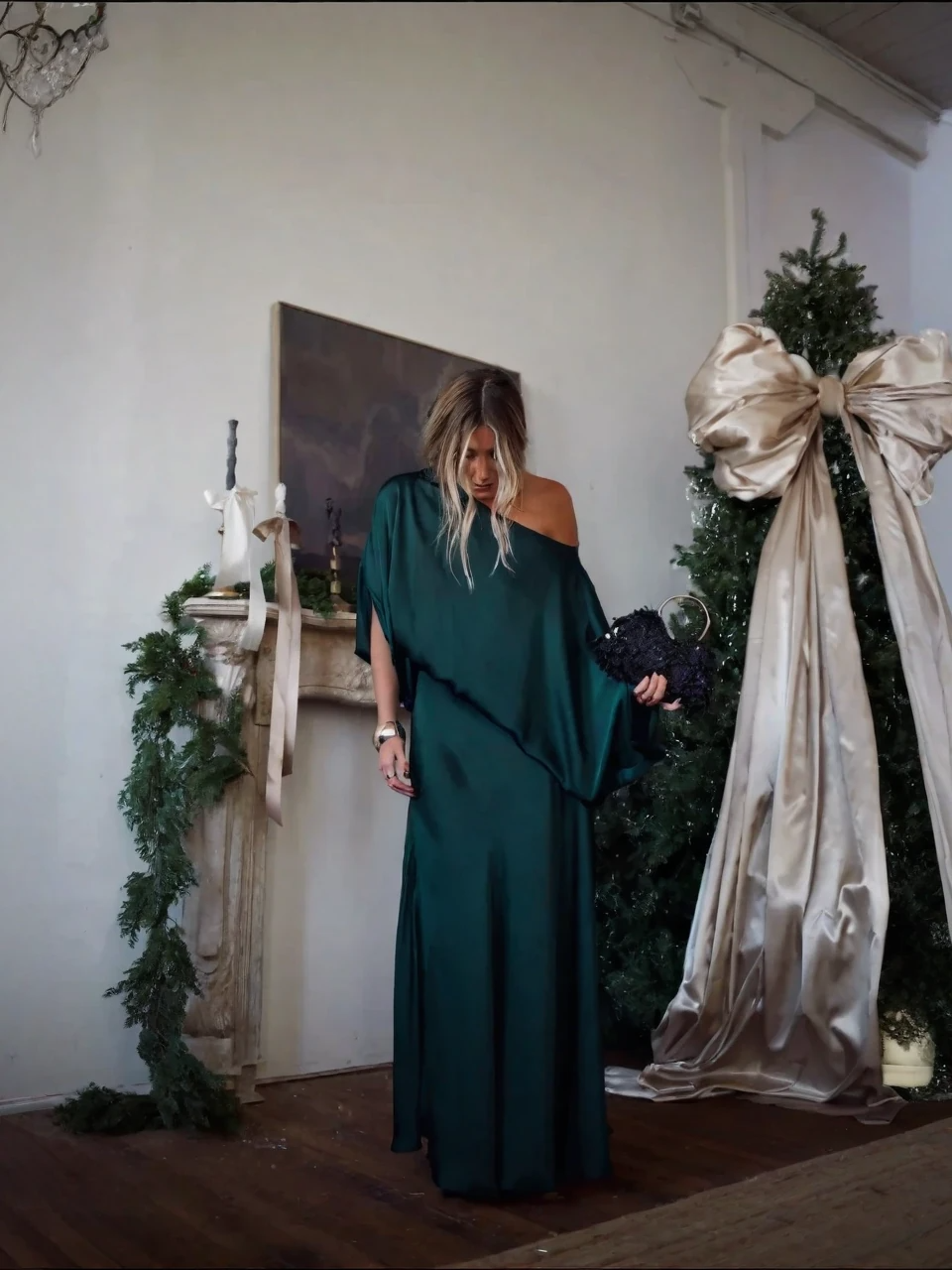 Convertible Draped Top & A-Line Maxi Skirt Set