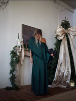 Convertible Draped Top & A-Line Maxi Skirt Set