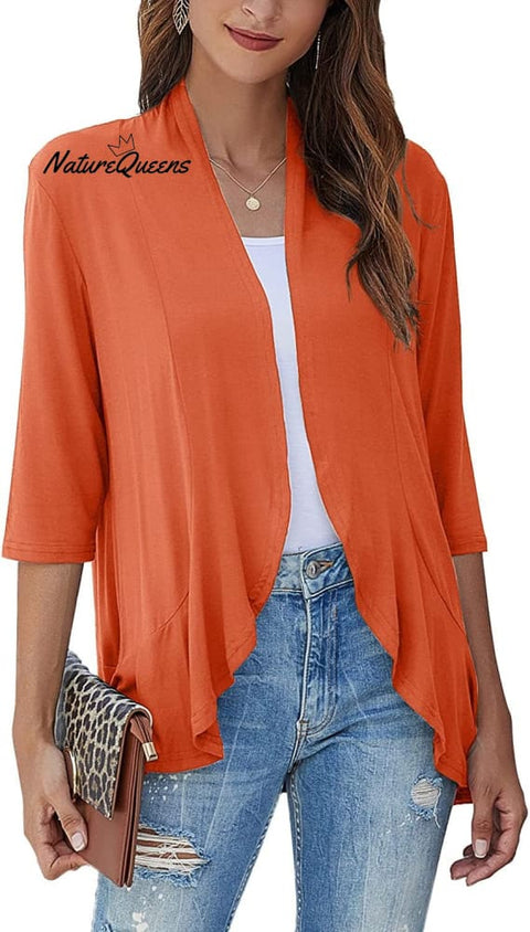 Women’s Casual Lightweight Open Front Cardigans Coral / S (Uk6 - 8)