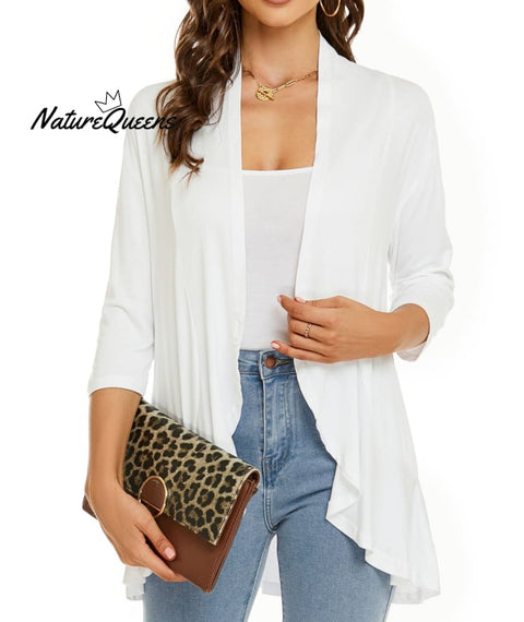 Women’s Casual Lightweight Open Front Cardigans White / S (Uk6 - 8)