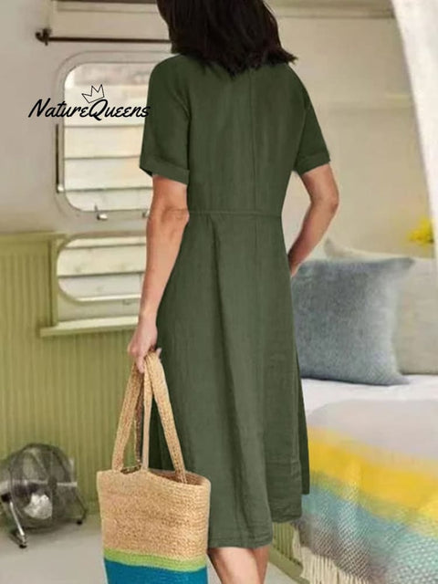 Women's Casual Elegant Cotton And Linen Dress