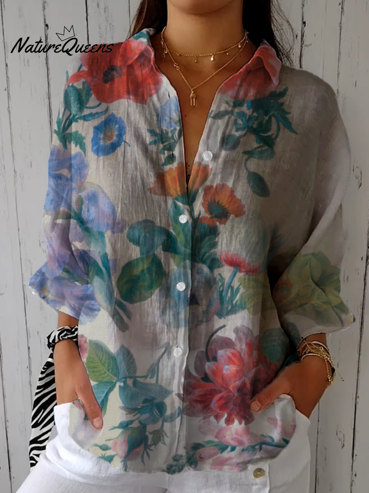 Women's spring and summer fashionable cotton and linen shirts db0d