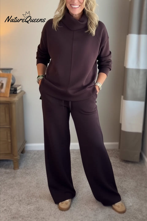 New Arrivals🔥 Cozy Travel Cowl Neck Sweatshirt and Pant 2 Piece Sets