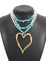 Bohemian Multi-layered Large Heart Beaded Necklace