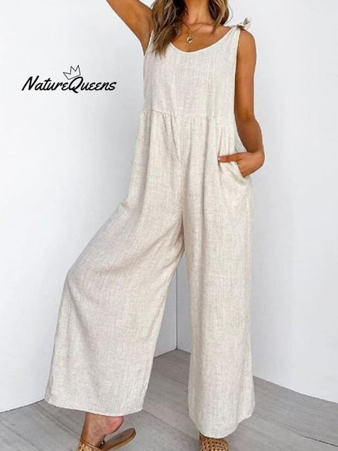 Women's Casual Solid Color Sleeveless Jumpsuit