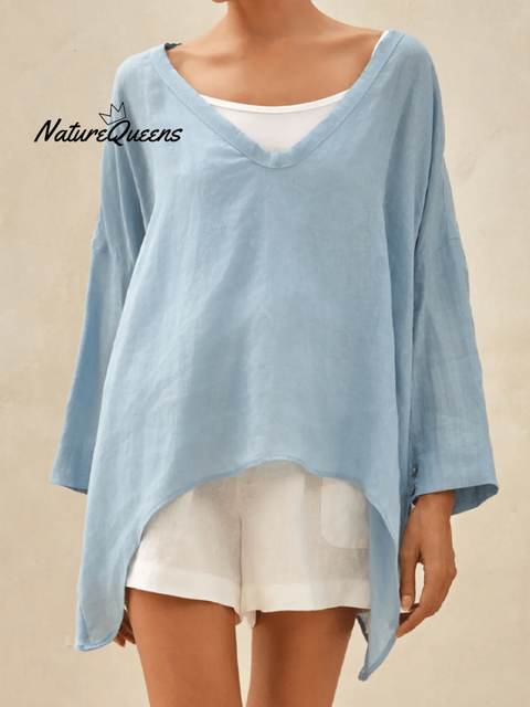 Women's Linen Delicate Deep V Neck Top