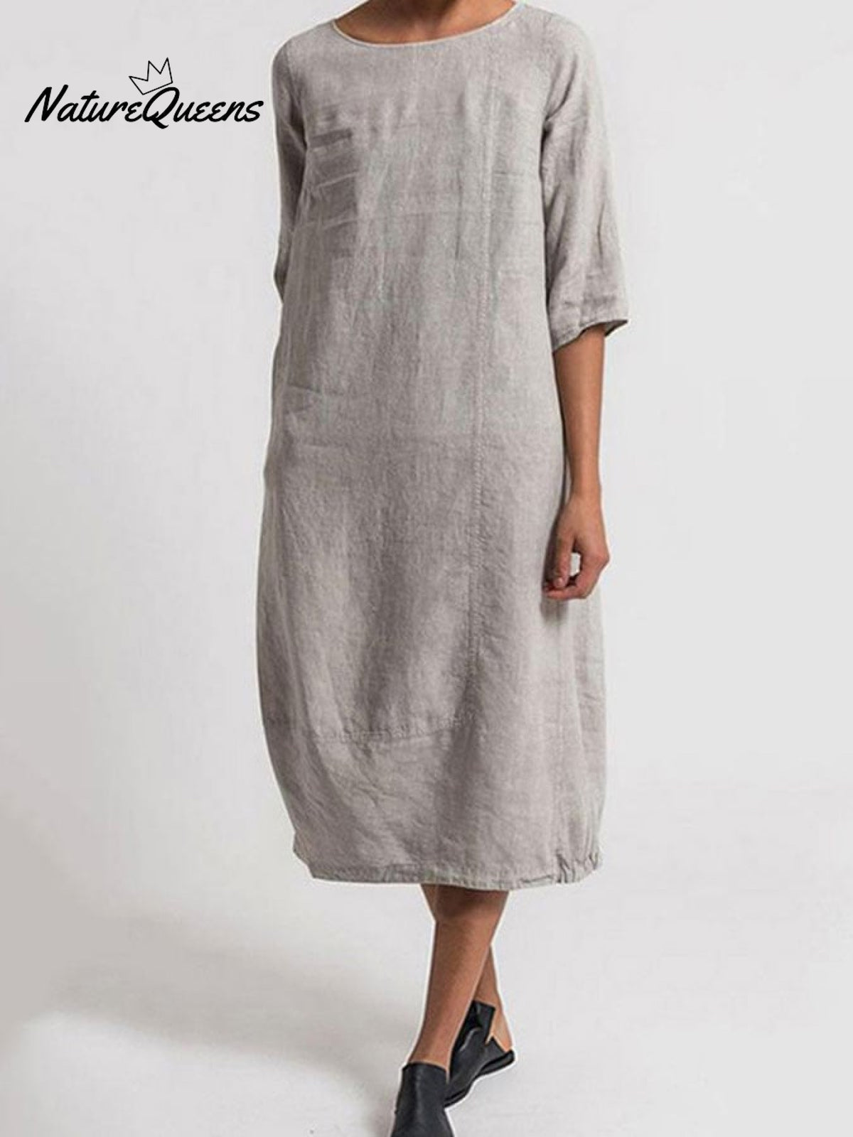 Casual Solid Color Dress Grey / S