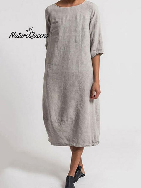 Casual Solid Color Dress Grey / S