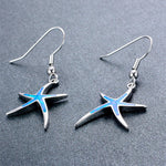 1pair Elegant Starfish Dangle Earrings, Imitation Opal Earrings, Beach Holiday Jewelry