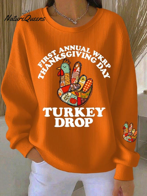 Women's Thanksgiving Turkey Print Casual Sweatshirt