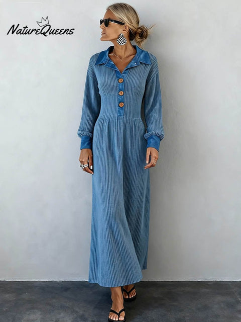 Women's Casual Solid Color Long-Sleeved Dress