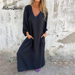 🔥Hot Sale 50% OFF🔥V-neck Solid Color Lantern Sleeve Dress
