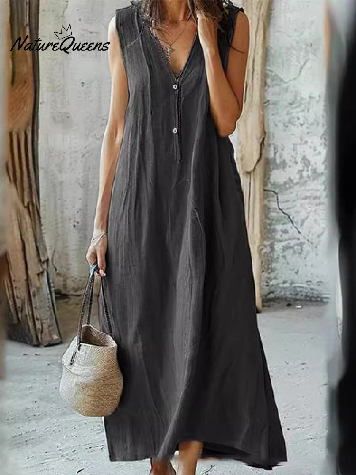 Cotton and Linen Sleeveless Vest Dress