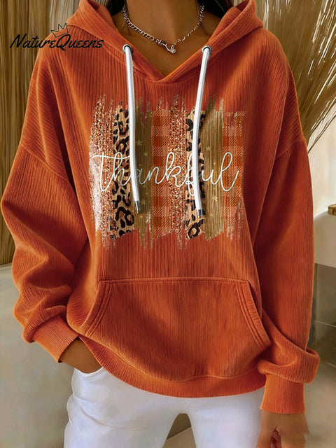 Women's Casual Autumn Thanksgiving Corduroy Hoodie