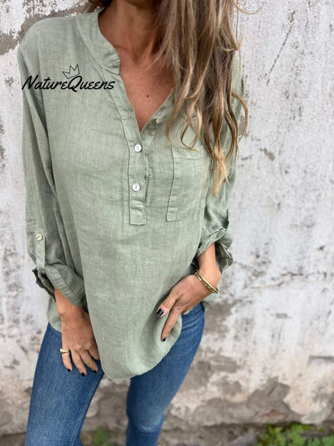 Long Sleeve V-Neck Casual Shirt