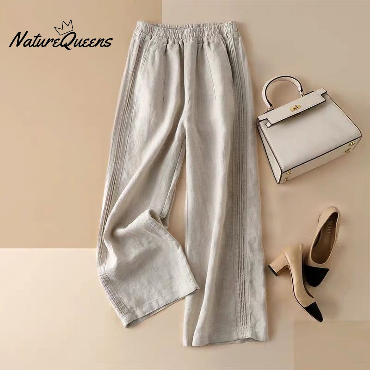 Summer Thin Cotton Linen Wide - Leg Pants Hemp / S