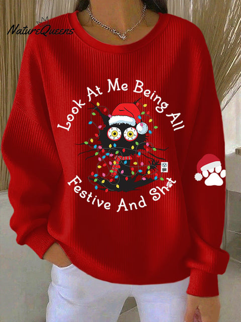 Women's Look At Me Being All Festive Print Casual Sweatshirt