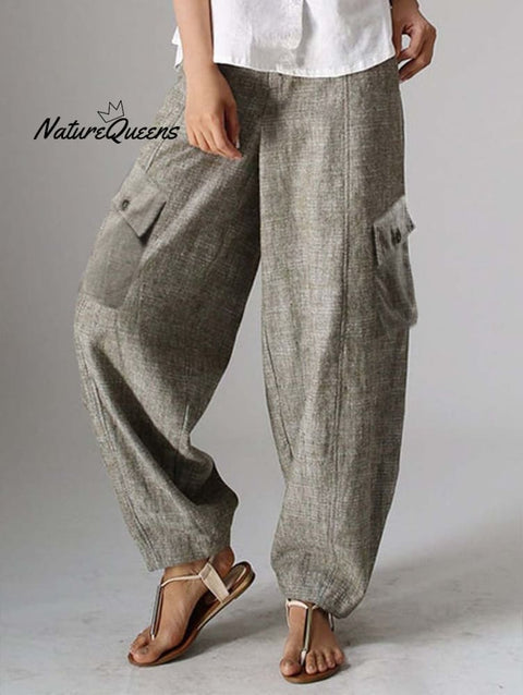 Fashion With Pockets Straight Leg Cargo Pants Grey / S