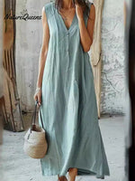 Cotton and Linen Sleeveless Vest Dress