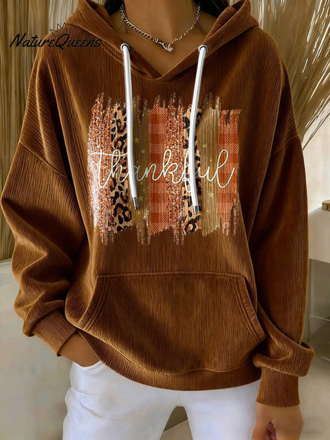 Women's Casual Autumn Thanksgiving Corduroy Hoodie
