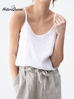 Spaghetti Strap Linen Blend Top White / S