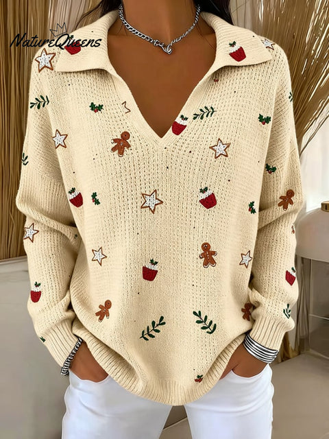Women's Casual Retro Christmas Knitted Top
