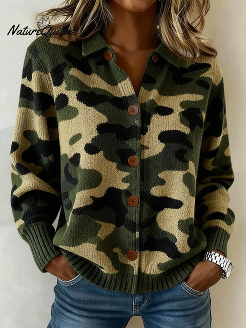 Women's Autumn/Winter Camouflage Print Cardigan