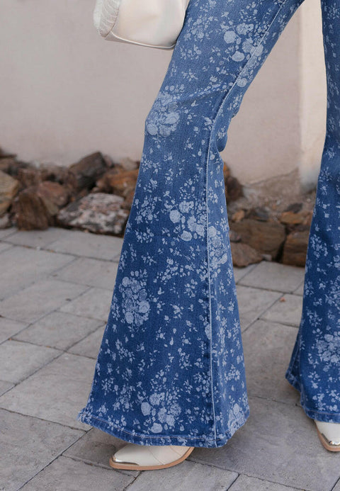 Kancan High-Rise Floral Flare Jeans