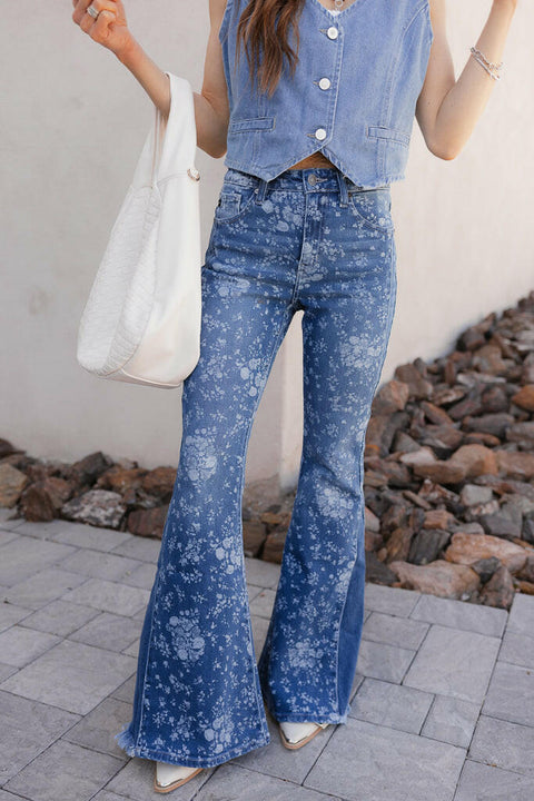 Kancan High-Rise Floral Flare Jeans