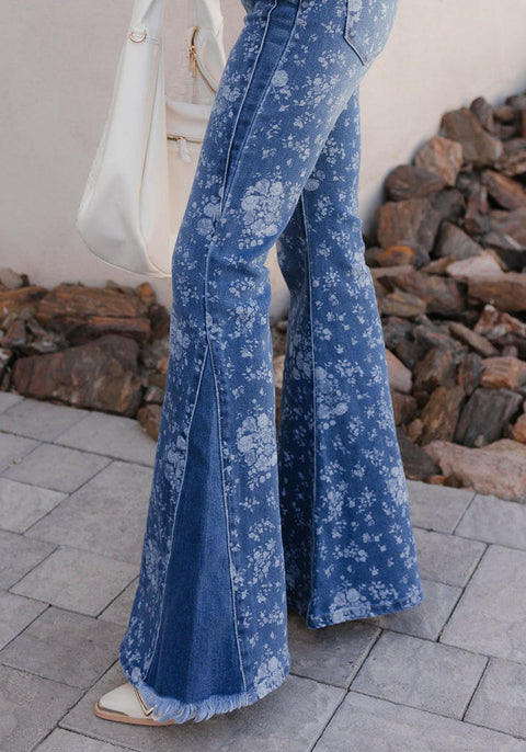 Kancan High-Rise Floral Flare Jeans