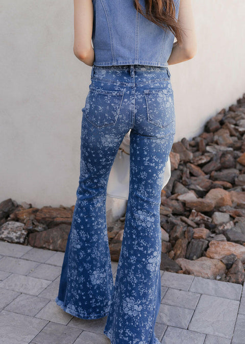 Kancan High-Rise Floral Flare Jeans