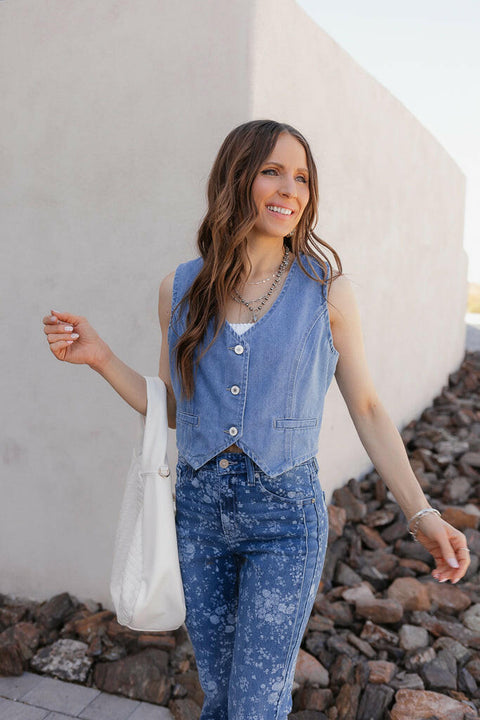 Kancan High-Rise Floral Flare Jeans