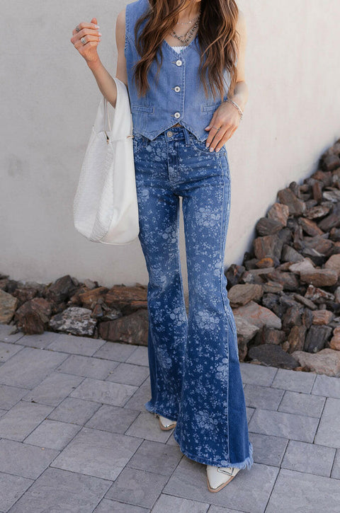 Kancan High-Rise Floral Flare Jeans