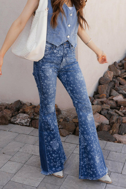 Kancan High-Rise Floral Flare Jeans