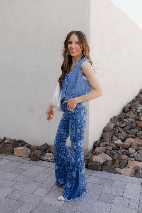 Kancan High-Rise Floral Flare Jeans