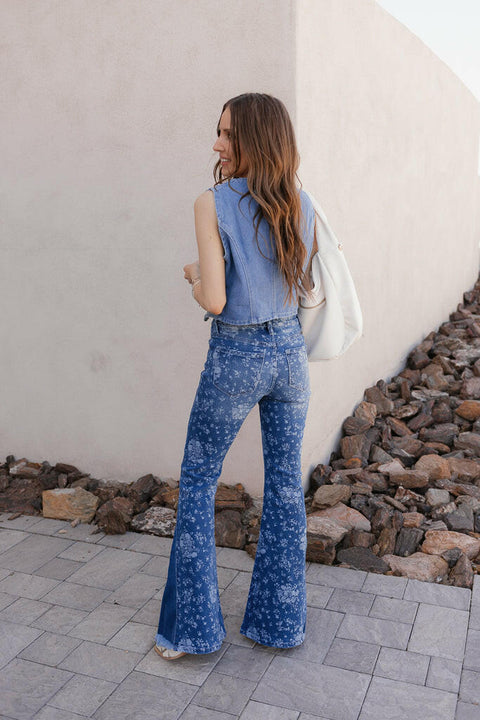 Kancan High-Rise Floral Flare Jeans