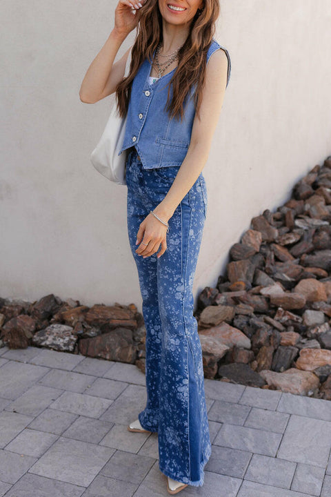 Kancan High-Rise Floral Flare Jeans