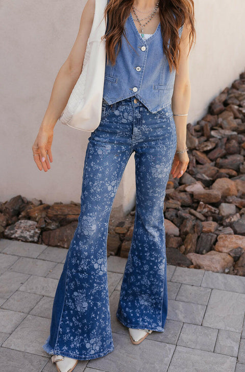 Kancan High-Rise Floral Flare Jeans