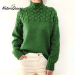 Women’s Braided High-Neck Warm Knit Sweater