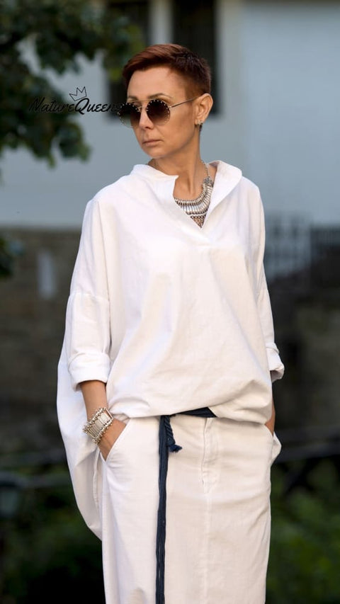 Oversize Linen Blouse, Linen Shirt for Women, Loose Linen Top, Long Sleeve Top, Blouses Women, White Linen Shirt, Linen Tunic, Shirt Dress