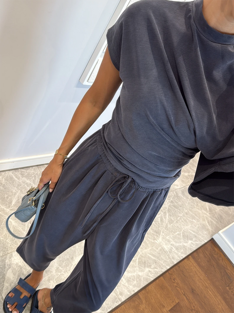 Comfortable Irregular Top and Pants Two-piece Set