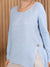 Women's Long Sleeve Button Slit Linen Top