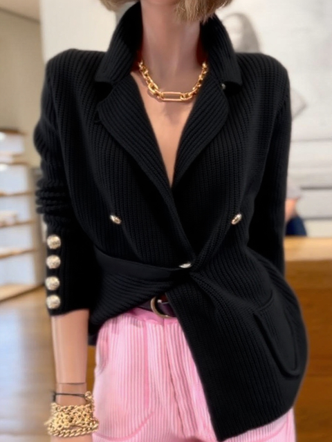 Metal Button Knitted Sweater Jacket