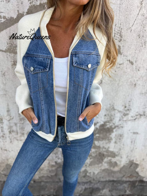 Casual V-neck Zipper Jacket