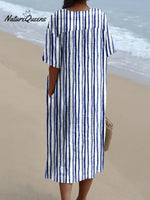 Women's Retro MinimalistAbstractArt Print Flowy Dress