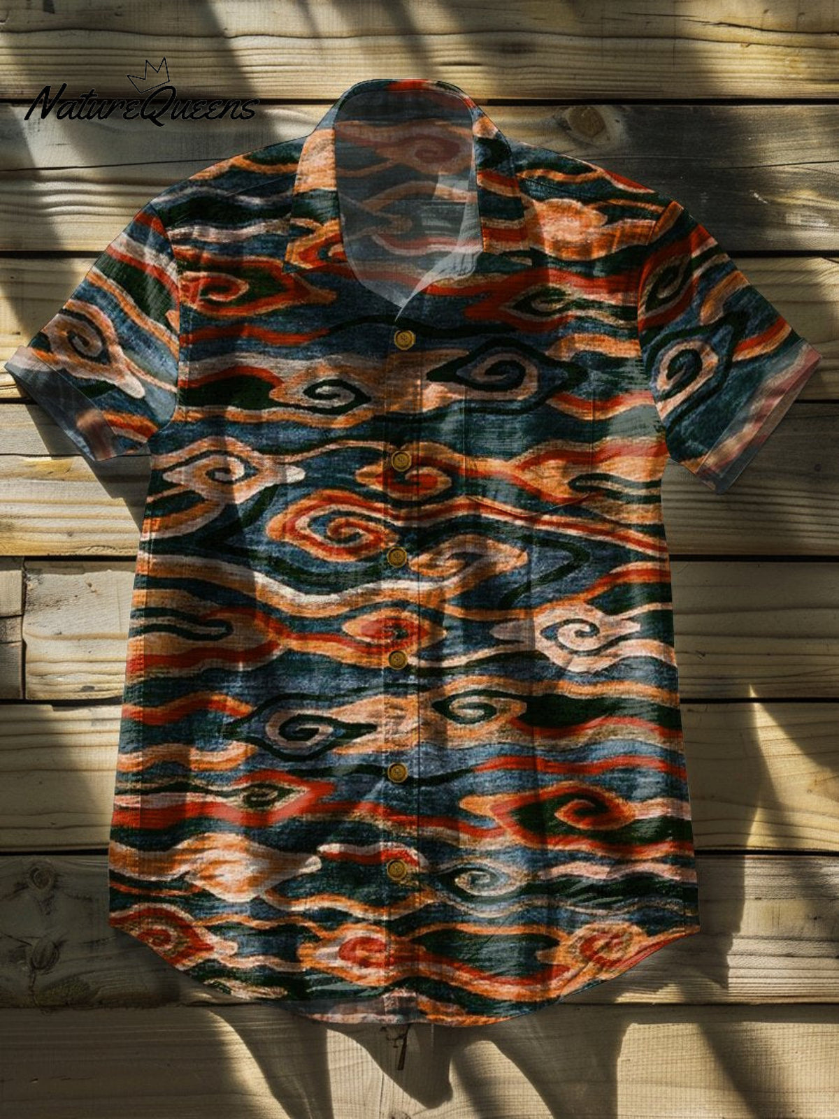 Vintage Art Print Casual 100% Cotton Shirt