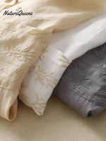 Loose Casual All-Match Embroidered Cotton Linen Shirt